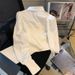 Women's Clothing High Grade White Pointed Collar Stitching Knitted Shirt Women's Long Sleeve Spring Fashionable Temperament Beautiful Small Shirt_ecoleips.com