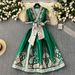 Women's Clothing Palace Style Niche Retro Elegant Print Dress One Piece Waist Temperament Puff Sleeve Dress_ecoleips.com
