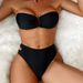 New European And American Split Strapless Bikini Solid Color Sexy Women's Swimsuit Black Swimsuit_ecoleips.com