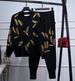 Leaf Sequin Knit Set – Oversized Sweater & Lounge Pants (M-XL) | Autumn Boho Chic_ecoleips.com