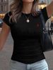 Women's Printed T-Shirt With Waist Gather Detail - Fashion Casual Top-19_ecoleips.com