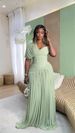 2026 Asymmetric Neck Ruffle Tie-Waist Maxi Dress - Elegant Short Sleeve Summer Gown_ecoleips.com