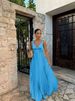 Spring/Summer Evening Fashionable Dress For Women Halter Neck Waist Cinching Pleated Solid Color_ecoleips.com