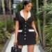 Fashion Women's Slimming Color Block Dress in Black And White with Cardigan European And American Style Short Button-Up Dress_ecoleips.com