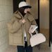 Women's Winter Hooded Puffer Jacket With Detachable Hood - Stylish Loose Fit Workwear Coat In White, Black, Brown, Green, Purple_ecoleips.com