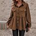 Women's Clothing Women's Commuter Long Sleeved Jacket Autumn And Winter Brown Retro Loose Cardigan Women's Jacket_ecoleips.com