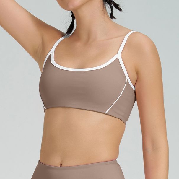 Women's Clothing Sports Bra With Thin Shoulder Straps Tight And Shockproof Outdoor Fitness Sling Nude Yoga Suit_ecoleips.com