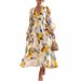 2023 Women's Bohemian Floral Mid-Length Ruched Beach Flowy Dress_ecoleips.com