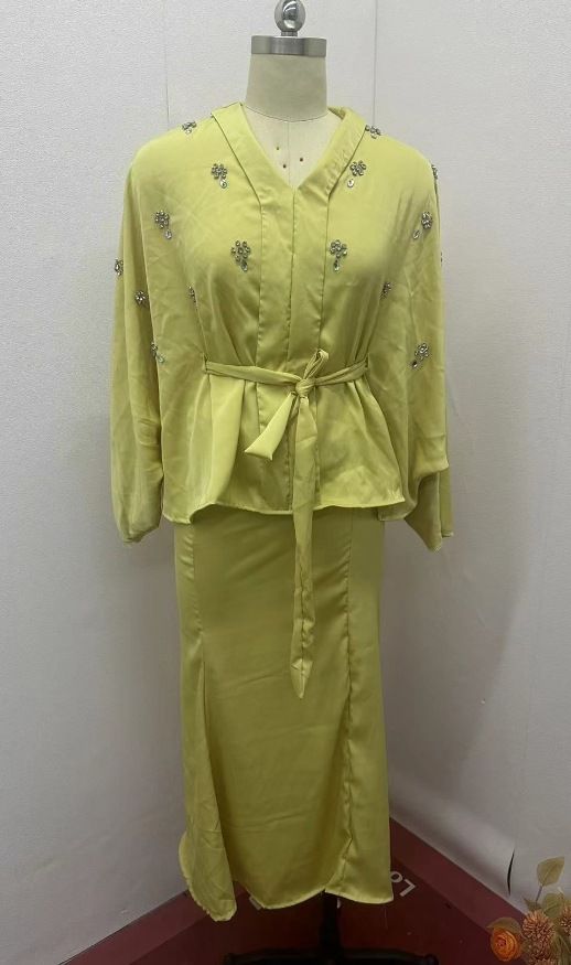 Women's Clothing Solid Color Lace Waist Top Temperament Fishtail Hip Skirt Suit_ecoleips.com