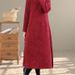 Chinese-style Diagonal-collar Cotton-linen Jacquard Cheongsam Dress For Women, Winter Fleece-lined Thickened Tea Dress,_ecoleips.com