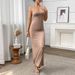 Elegant & Sexy High-Waisted Bodycon Dress For Women - Stretchy Long Dress With Slit, Sleeveless & Backless Design Flattering Peach Butt Lifting Effect_ecoleips.com
