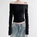 Basic Simple Solid Color off Shoulder T-Shirt Elegant New Style Youthful Slim Fit Top for Women in Stock_ecoleips.com