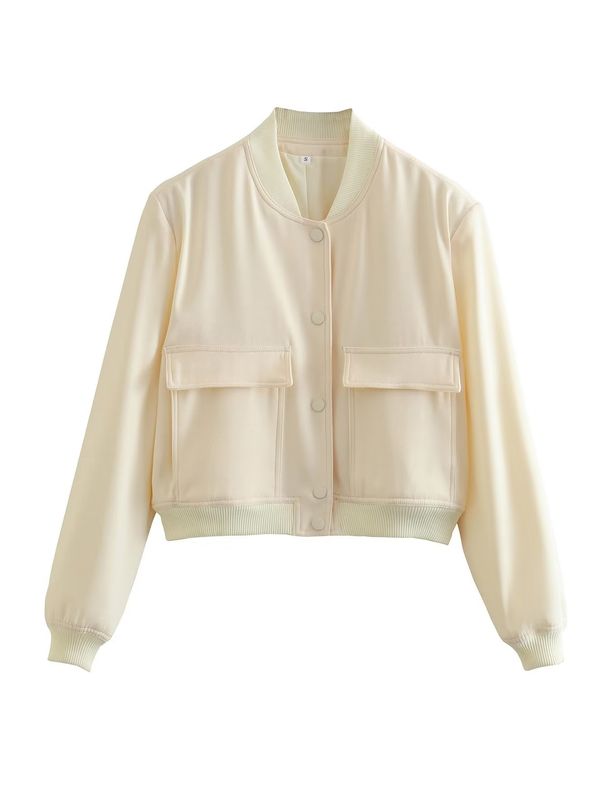 K New European And American Style Women's Clothing With Large Pockets, Stand-up Collar Jacket;_ecoleips.com
