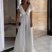 Women's new deep V-neck high waist sexy ruffled pleated wide-leg jumpsuit_ecoleips.com