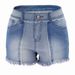 Aria Basics Aria Basics Cross-border European And American Tight-fitting Sexy Spliced Tassel Mid-waist Women's Denim Shorts_ecoleips.com