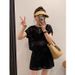 Women's European Style Casual Two-Piece Suit Slimming Lace Short-Sleeved Top And Shorts Unique Design_ecoleips.com