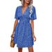 2026 European And American Cross-border Women's Clothing Summer New V-neck Mid-sleeve Printed High-waisted Floral_ecoleips.com