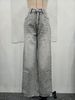 Women's Clothing Retro High Waist Washed Distressed Hot Girl Jeans Women's Back Leg Holes Design Wide Leg Pants_ecoleips.com