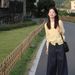 Cream Yellow Two-Piece Knitted Cardigan Top For Women Earl Spring Korean Stle Versatile Long Sleeve Sweater_ecoleips.com