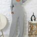 Women's Clothing Solid Color Brushed Pit Stripe V Neck Wide Leg Wide Leg Pants + Lamb Leg Sleeve Cardigan_ecoleips.com