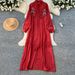 Muslim Dress Women Elegant Bow-Tie Long Sleeve Dress With Slim Knit Skirt – Chic Contrast-Color Waist Buckle Design_ecoleips.com