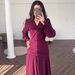Women's Clothing Women's Chiffon Dress Design Style Black Wine Red Spring Long Sleeve For Formal & Casual For Women_ecoleips.com