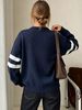 Star Striped Rib Knit Sweater, Loose Casual Jumper_ecoleips.com