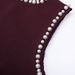 Elegant Pearl-Embellished High-Neck Sleeveless Knit Dress With Waist Accent & Fringe Detail Versatile Styling_ecoleips.com