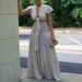 Plus Size Two-Piece Outfit - Short Sleeve Strap Top & Wide Leg Pants Set (Casual & Comfortable)_ecoleips.com
