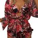 Women's Clothing Leaf Print Three Piece Bikini Set Swimwear Long Sleeved Waist Cinching Tie Beach Sun Protection_ecoleips.com