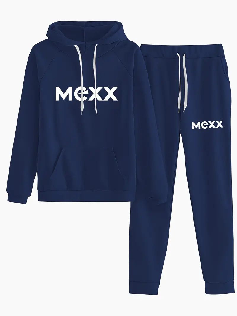 Women's Clothing Women's European American Style Sports Sweatshirt Set Casual Fashion Hooded Fleece Lined Two Piece Letter Print_ecoleips.com