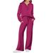 2024 Autumn Winter Fashion Casual Sports Suit Zipper Long Sleeve Sweatshirt Wide Leg Pants Two-Piece Set For Women_ecoleips.com