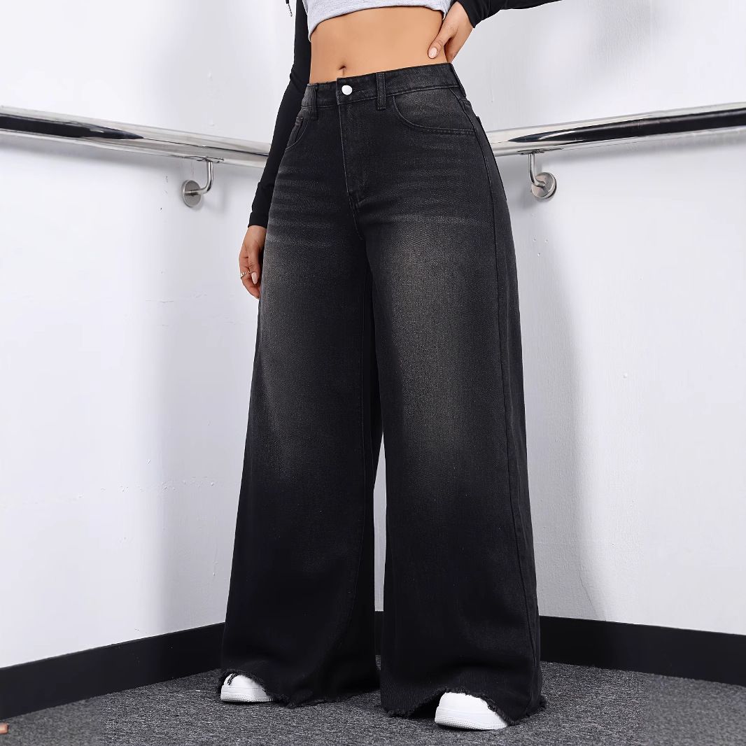 Women's High Waist Wide Leg Jeans Loose Fit Casual Retro Trousers Versatile Spring Autumn Summer Denim_ecoleips.com