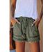 Women's Clothing Elastic Waist Drawstring Casual High Waist Slim Denim Shorts Women_ecoleips.com