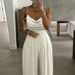 Women's Clothing new style pearl suspenders wide leg sleeveless V neck backless trousers jumpsuit_ecoleips.com