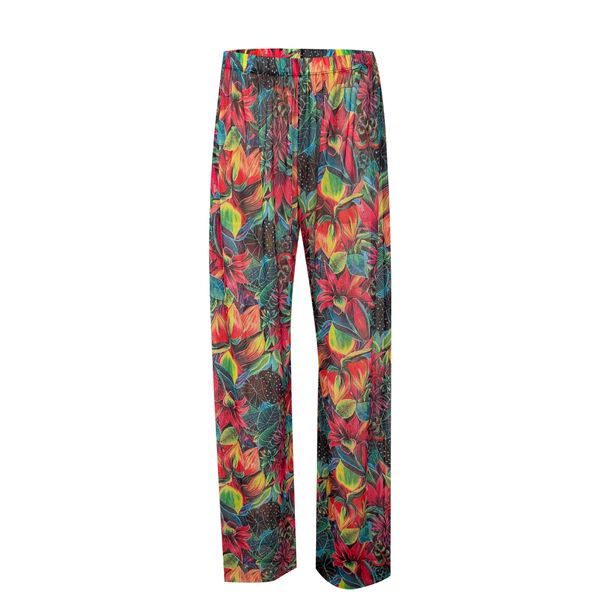 Women's High-Waisted Flowy Chiffon Pants – Sexy & Comfortable Wide-Leg Lounge Pants For Summer – Trendy Print & Lightweight Fabric_ecoleips.com