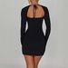 WG019 Hot-Selling European And American Sexy Fashion Square Neck Tight-Fitting Long Sleeve Bodycon Slit Dress For Women_ecoleips.com