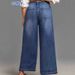 Women's Plus Size High-Waisted Wide Leg Jeans – Vintage Washed, Multi-Pocket, Relaxed Fit (0xl-3xl, Stretch Denim, 9/10 Length, Dark Blue)_ecoleips.com