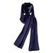 Korean Style Women's Sun Protective Long Sleeved Shirt And High Waisted Wide Leg Trousers Two Piece Set Bamboo Leaf Embroidered Casual Outfit_ecoleips.com