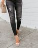 Women's Slim Fit Black Ripped Skinny Jeans – Stretch Pleated Denim Pants With Edgy Style_ecoleips.com