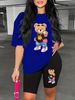 Summer Lady Casual Fashion Bear Cartoon Print Loose T-Shirt Shorts Two-Piece Sportswear Set For Daily Wear-151_ecoleips.com