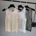 Women's Goddess Style Rhinestone Mesh Vest Sleeveless Top Hot Bling Bling Sparkling Hollow Out Design For Special Occasions_ecoleips.com