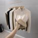 Women's Versatile High Neck Zip up Knit Base Layer Top Fleece Lined Thickened for Autumn Winter Layering with Sweaters_ecoleips.com