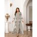Verve 2406 Kaftan Round Neck High-Density Rhinestone Beaded Printed Muslim Women's Robe Elegant Dress_ecoleips.com