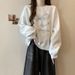 European American Finely Embroidered Bow, Hoodless Sweatshirt For Women, Spring And Autumn Thin Style, 2024 New Model,_ecoleips.com
