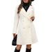 Women's Clothing Elegant Tweed Coat With Pearl Buttons - Classic Double-Breasted Long Coat For Women, Slim Fit, Warm Winter Outerwear, Beige_ecoleips.com