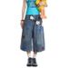 Women's Clothing Cow Embroidered Denim Cropped Pants For Women Loose Straight Leg Casual Versatile Wide Leg Trousers Summer Fashion_ecoleips.com