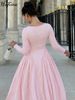 Hugcitar Elegant Plaid Print Long Sleeve Pleated Sexy Slim Midi Dress Autumn Women Fashion Clothes Birthday Party Festival_ecoleips.com