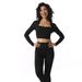 Women's Quick Drying Slimming Fitness Top High Elastic Square Collar Tight Long Sleeve Yoga Sports Running Training Pilates_ecoleips.com