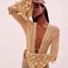 Women's Clothing V Neck Belt Sequined Knitted Long Skirt Spring New Lady Style Sequined Dress_ecoleips.com